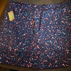 Title Nine Navy and Coral Floral Skirt